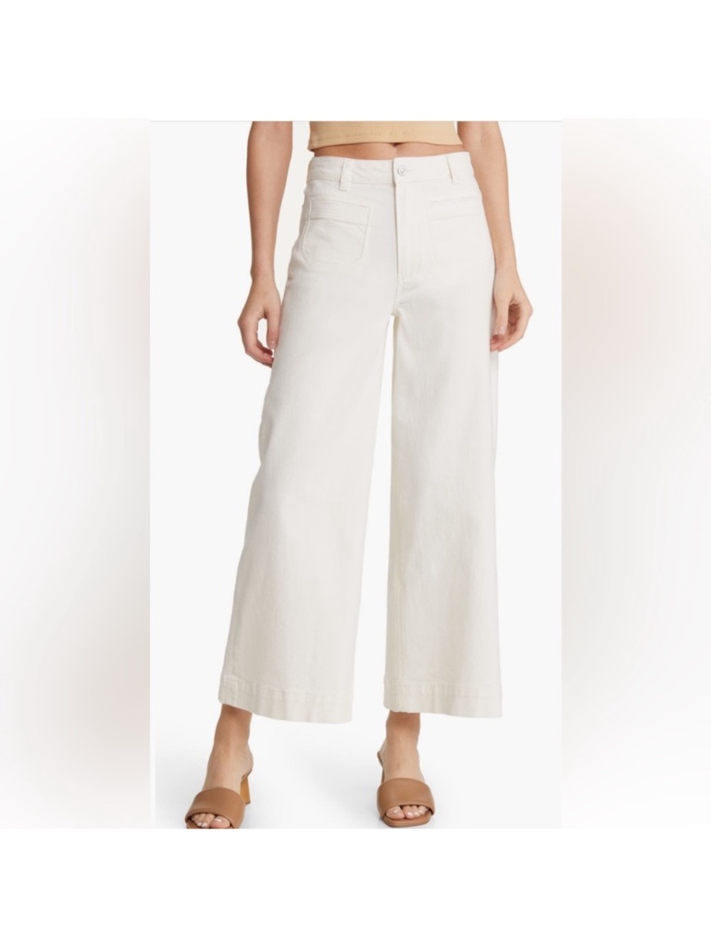 Paige Harper high waist ankle wide leg jeans